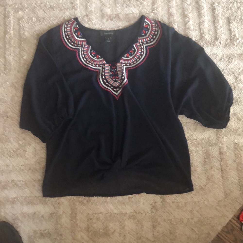 Navy/ tie at waist Blouse